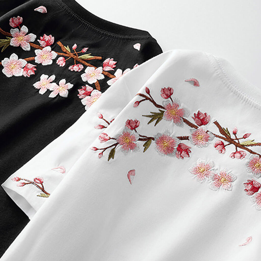 Sakura Embroidered T-Shirt